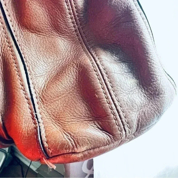 BANANA REPUBLIC BROWN PEBBLED THICK LEATHER SHOULDER  BAG - Picture 12 of 17